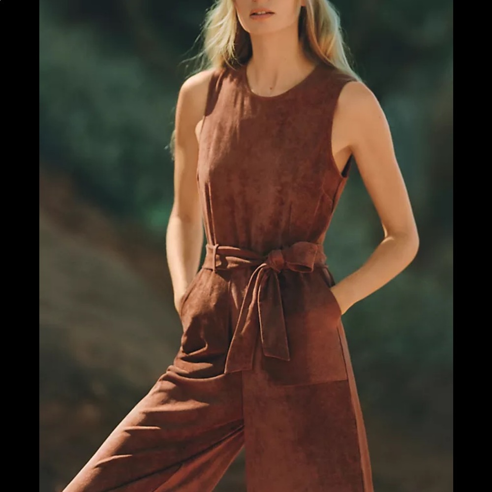 Anthropologie Faux Suede Jumpsuit